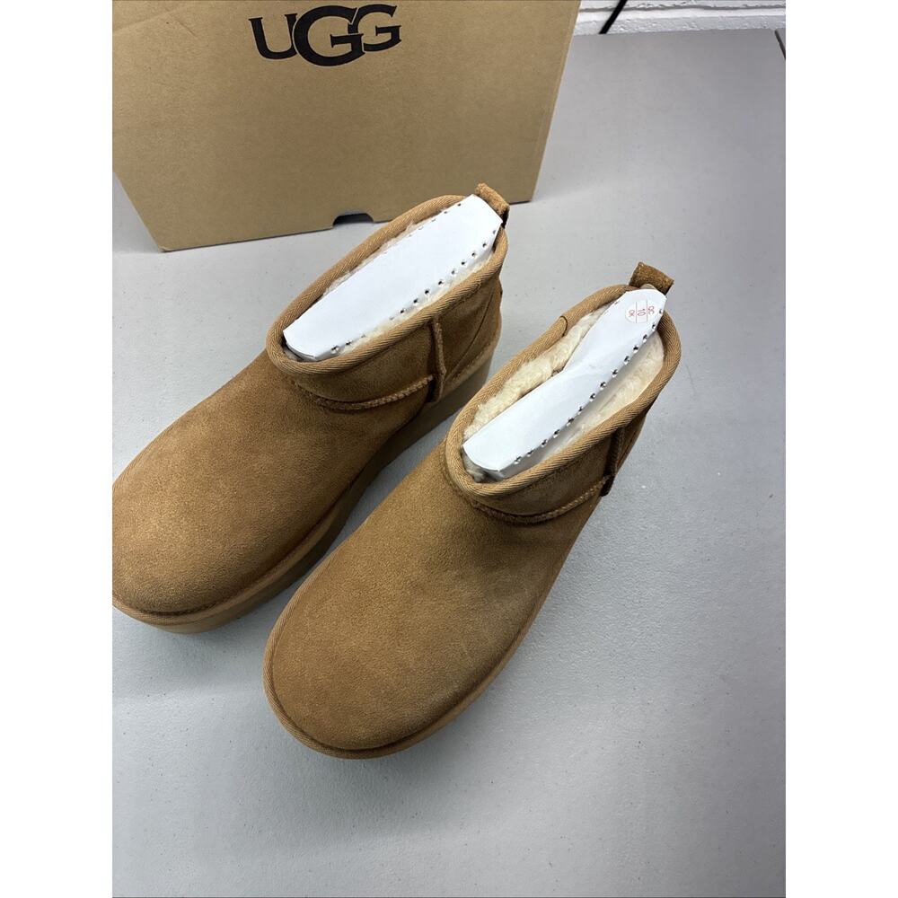 UGG Women's Size 10 Classic Ultra Mini Platform Chestnut Boots 1135092 - Picture 2 of 6